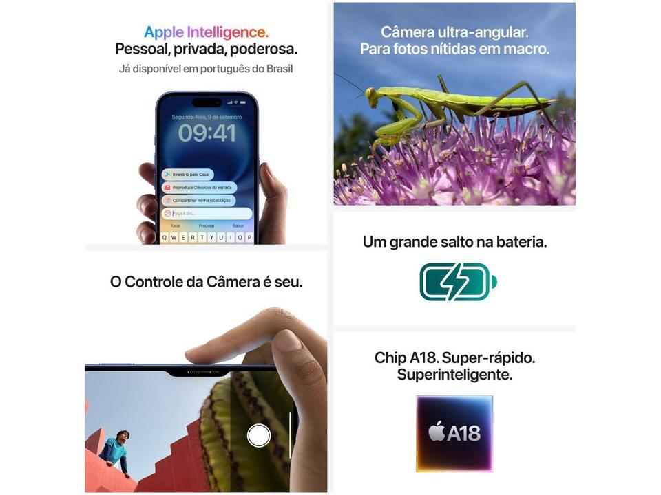 Apple iPhone 16 256GB Preto 6,1" 48MP iOS 5G - 7