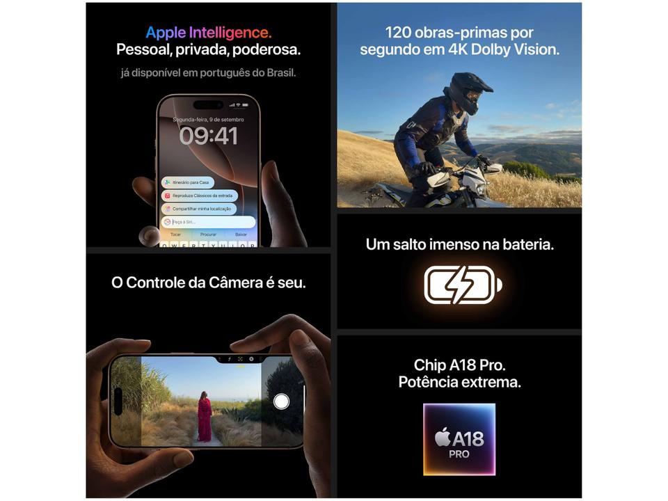Apple iPhone 16 Pro Max 512GB Titânio Preto 6,9" 48MP iOS 5G - 7
