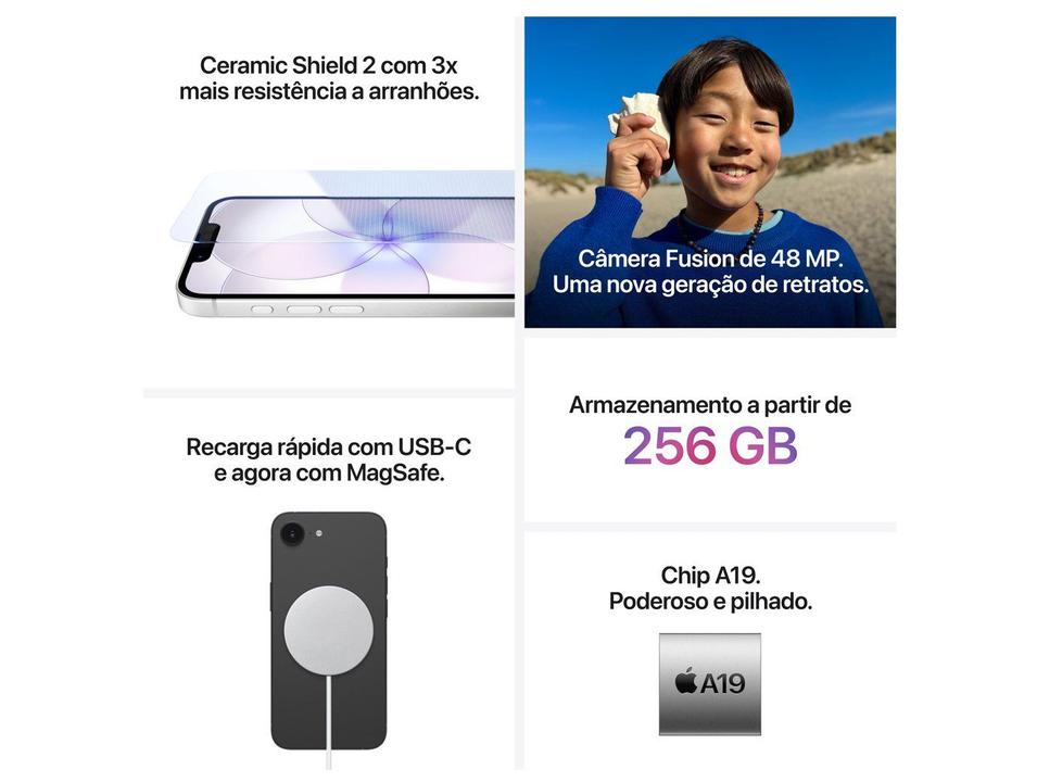 Apple iPhone 17e 256GB Branco 6,1" 48MP iOS 5G - 5