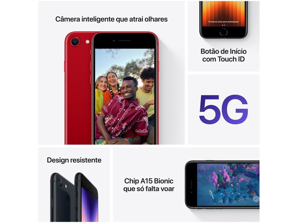 Apple iPhone SE 3ª geração 64GB Meia-noite 4,7 - 7