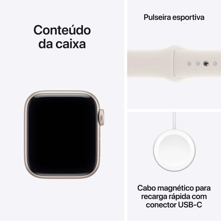 Apple Watch SE 3 GPS Caixa Estelar de Alumínio 44mm Pulseira Esportiva Estelar P/M - 7