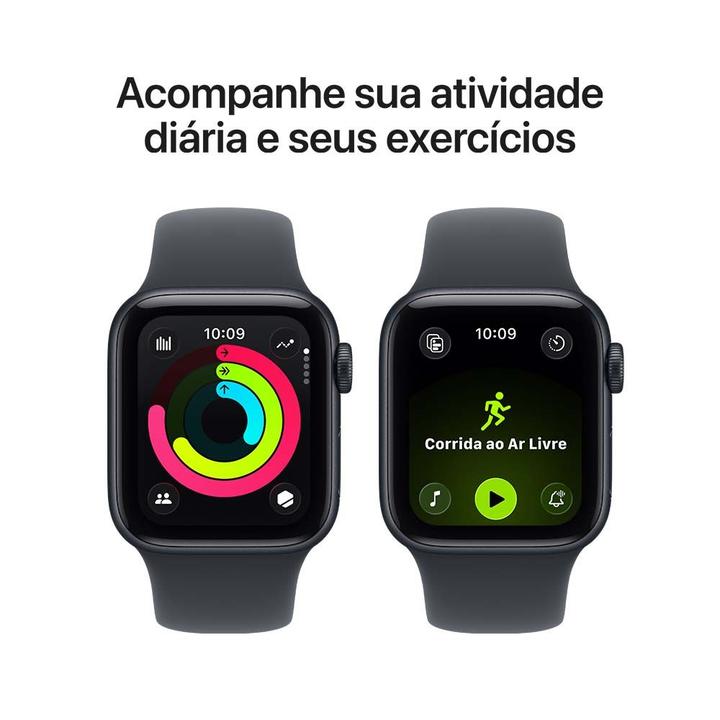 Apple Watch SE 3 GPS Caixa Meia-noite de Alumínio 44mm Pulseira Esportiva Meia-noite P/M - 5