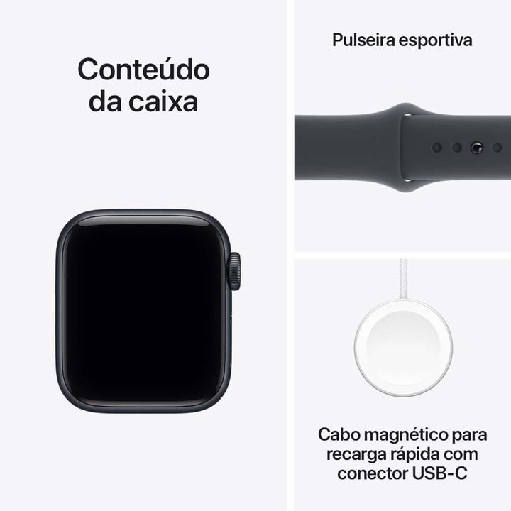 Apple Watch SE 3 GPS Caixa Meia-noite de Alumínio 44mm Pulseira Esportiva Meia-noite P/M - 7