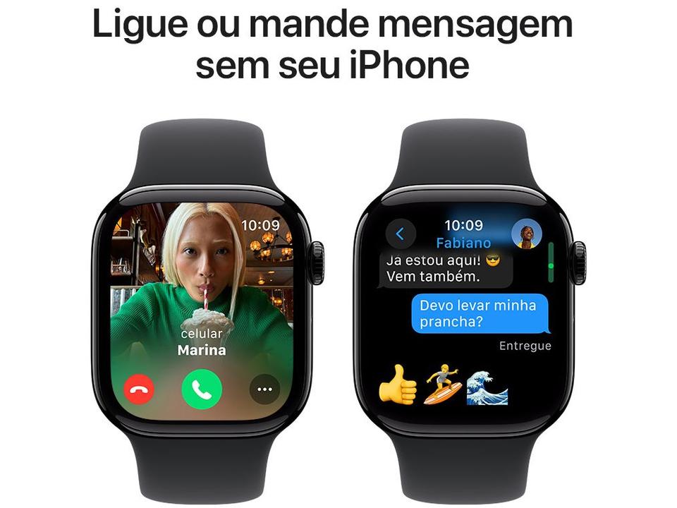 Apple Watch Series 10 GPS Caixa Preta Brilhante de Alumínio 42mm Pulseira Esportiva Preta P/M - 6
