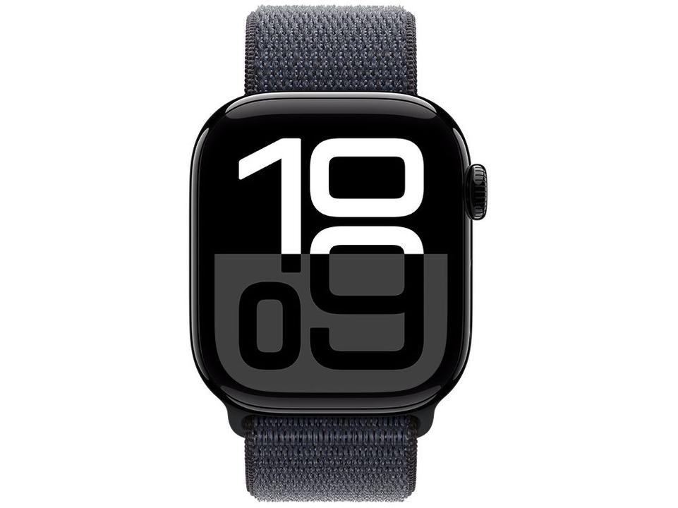 Apple Watch Series 10 GPS Caixa Preta Brilhante de Alumínio 42mm Pulseira Loop Esportiva Tinto - 1