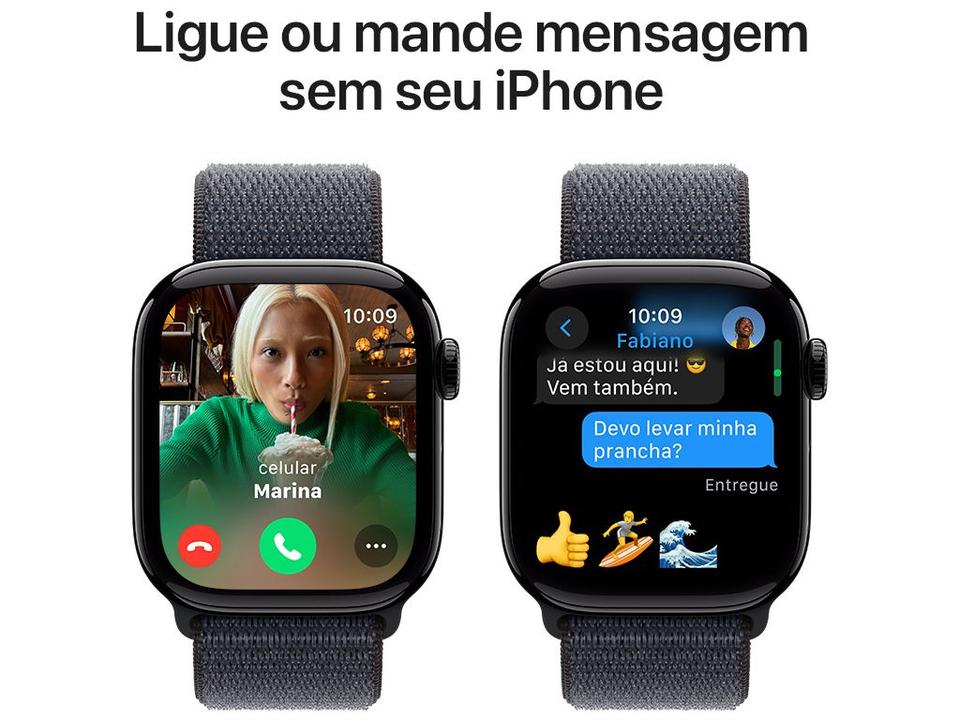 Apple Watch Series 10 GPS Caixa Preta Brilhante de Alumínio 42mm Pulseira Loop Esportiva Tinto - 6