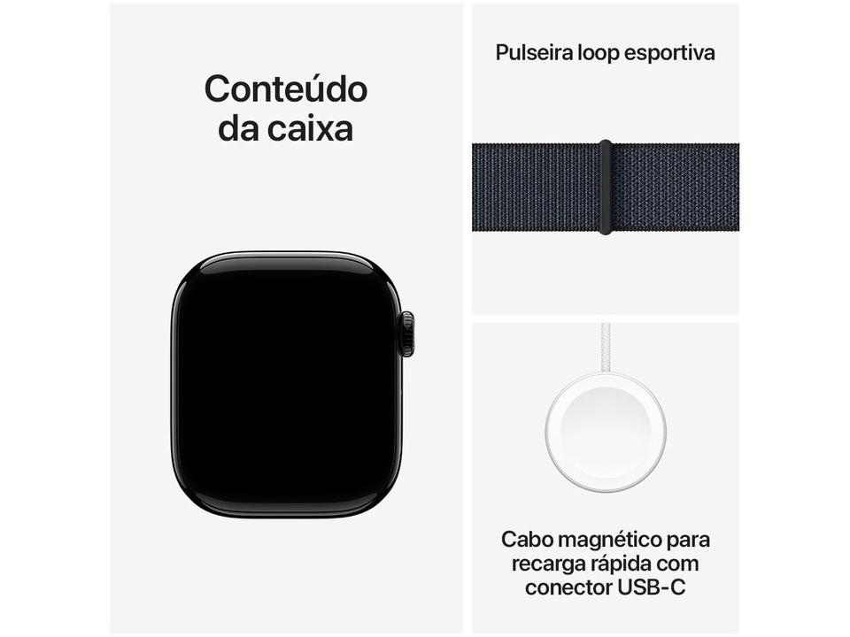 Apple Watch Series 10 GPS Caixa Preta Brilhante de Alumínio 42mm Pulseira Loop Esportiva Tinto - 8