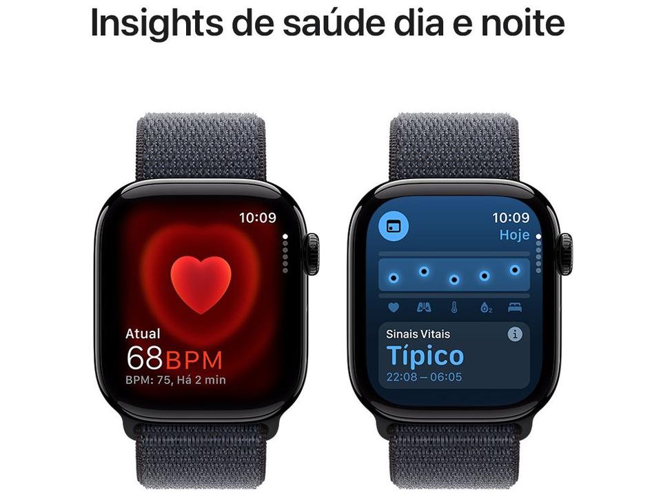 Apple Watch Series 10 GPS Caixa Preta Brilhante de Alumínio 42mm Pulseira Loop Esportiva Tinto - 4