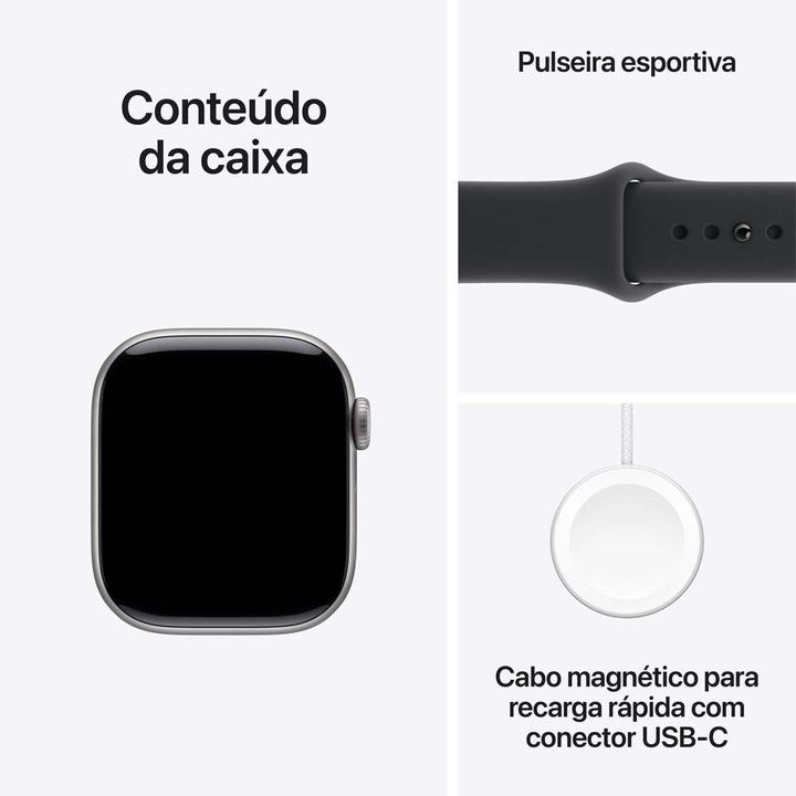 Apple Watch Series 11 GPS Caixa Cinza-espacial de Alumínio 42mm Pulseira Esportiva Preta M/G - 7