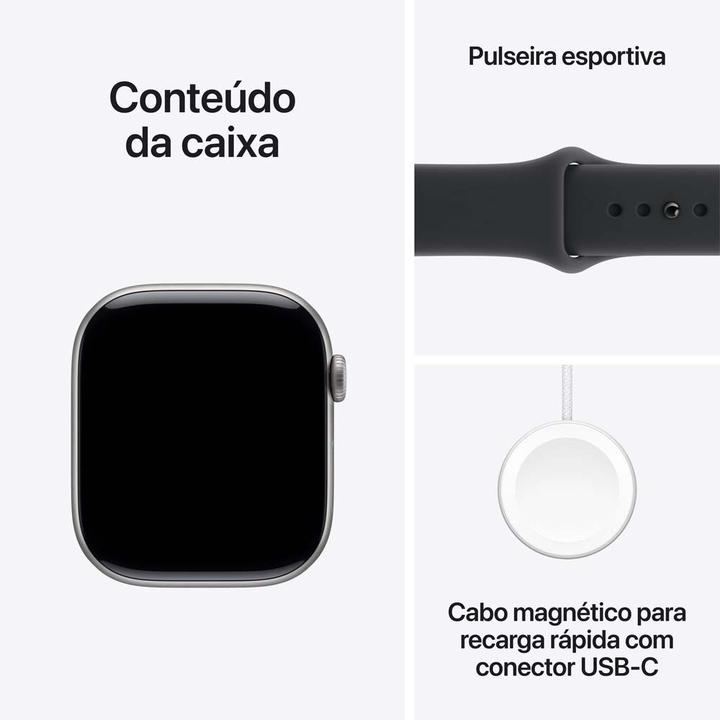 Apple Watch Series 11 GPS Caixa Cinza-espacial de Alumínio 46mm Pulseira Esportiva Preta M/G - 7