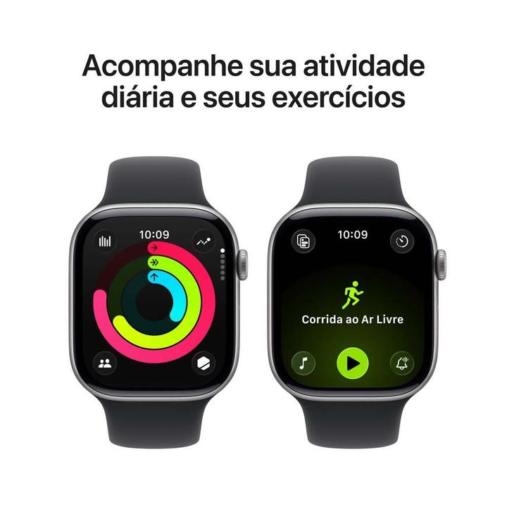 Apple Watch Series 11 GPS Caixa Cinza-espacial de Alumínio 46mm Pulseira Esportiva Preta P/M - 3