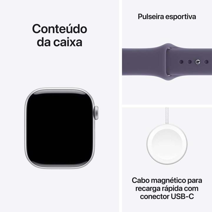 Apple Watch Series 11 GPS Caixa Prateada de Alumínio 42mm Pulseira Esportiva Roxo-névoa P/M - 7