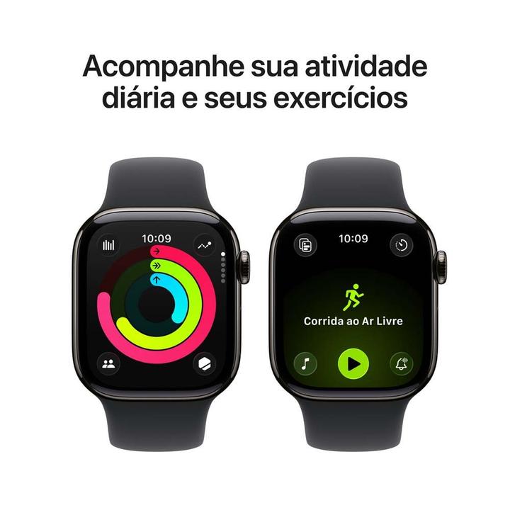 Apple Watch Series 11 GPS + Cellular Caixa Ardósia de Titânio 42mm Pulseira Esportiva Preta P/M - 3