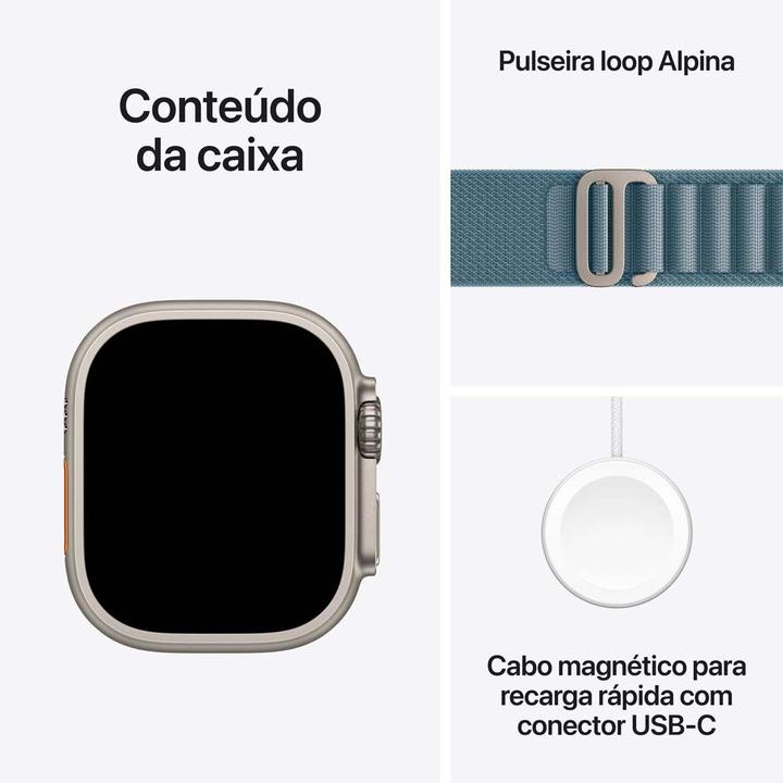 Apple Watch Ultra 3 GPS + Cellular Caixa Natural de Titânio 49mm Pulseira Loop Alpina Azul-clara G - 6