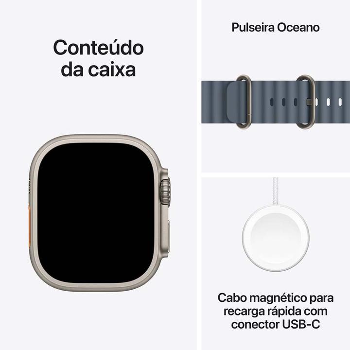 Apple Watch Ultra 3 GPS + Cellular Caixa Natural de Titânio 49mm Pulseira Oceano Azul-âncora - 6