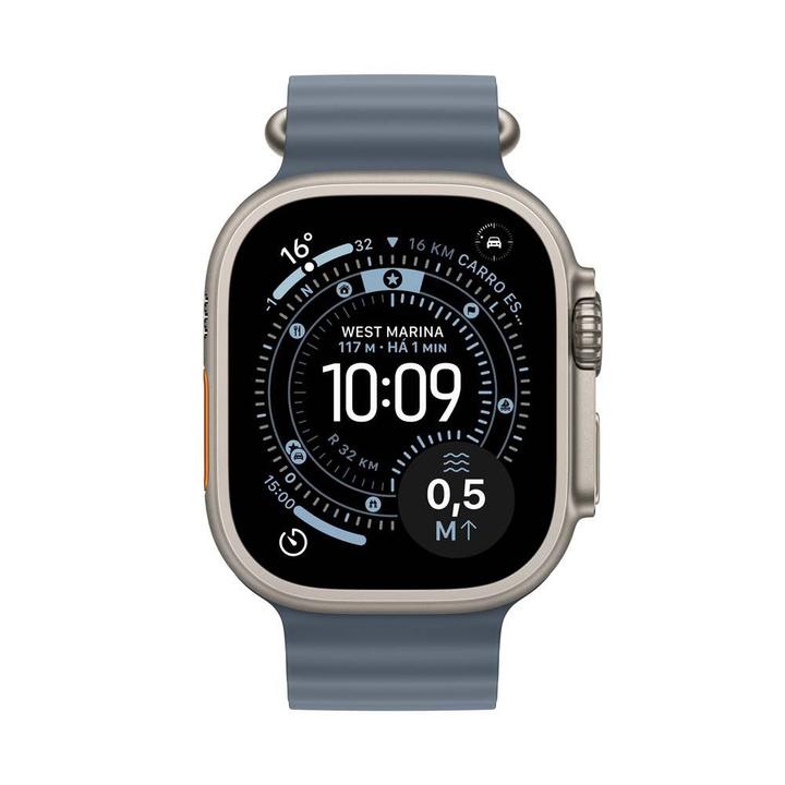 Apple Watch Ultra 3 GPS + Cellular Caixa Natural de Titânio 49mm Pulseira Oceano Azul-âncora - 1