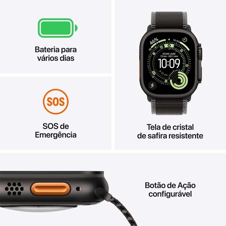 Apple Watch Ultra 3 GPS + Cellular Caixa Natural de Titânio 49mm Pulseira Oceano Azul-âncora - 2
