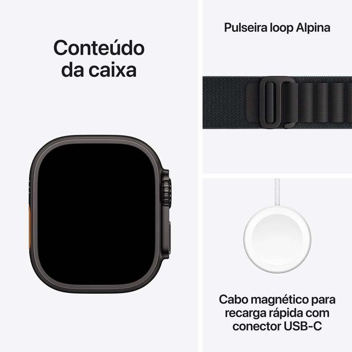 Apple Watch Ultra 3 GPS + Cellular Caixa Preta de Titânio 49mm Pulseira Loop Alpina Preta G - 6