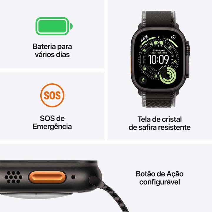 Apple Watch Ultra 3 GPS + Cellular Caixa Preta de Titânio 49mm Pulseira Loop Alpina Preta G - 2