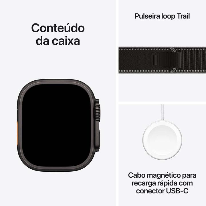 Apple Watch Ultra 3 GPS + Cellular Caixa Preta de Titânio 49mm Pulseira Loop Trail Preta/Carvão M/G - 6