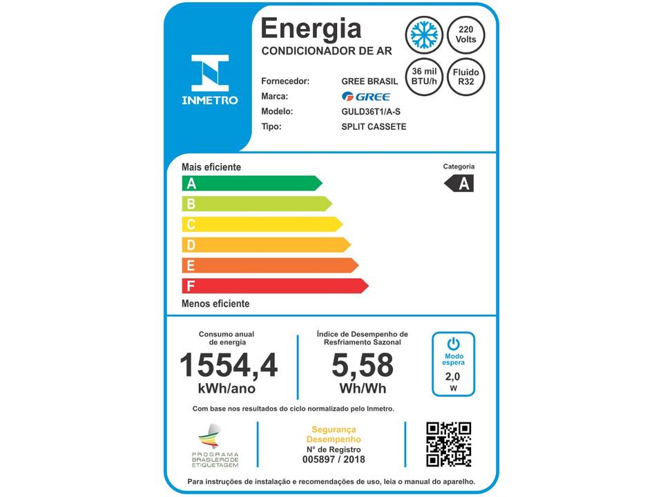 Ar-condicionado Cassete 36.000 BTUs Gree Inverter Frio Inverter Compact G-Prime - 10