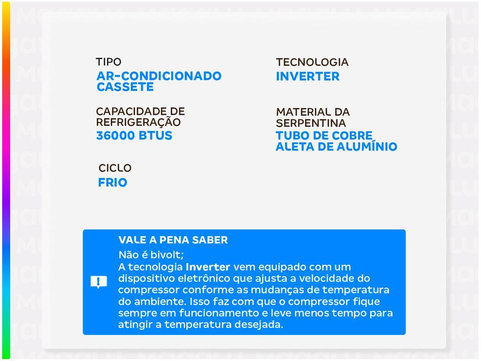 Ar-condicionado Cassete 36.000 BTUs Gree Inverter Frio Inverter Compact G-Prime - 2