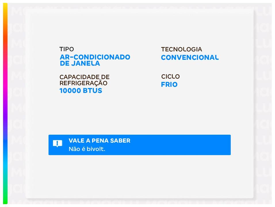 Ar-condicionado Janela 10.000 BTUs Consul Frio CCB10GB - 1
