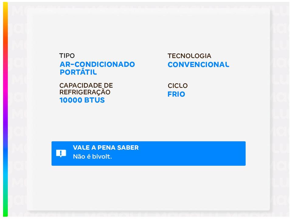 Ar-condicionado Portátil 10.000 BTUs EOS Frio Ultra Slim EAP10FP - 2