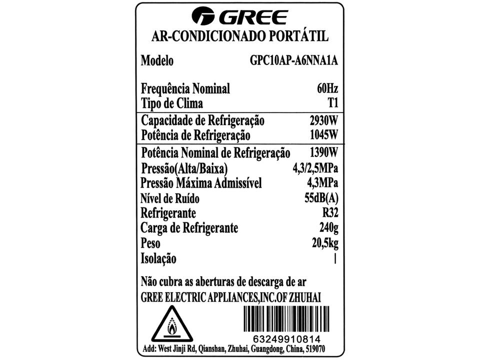 Ar-condicionado Portátil 10.000 BTUs Gree Frio Aovia GPC10AP-A6NNA1A - 13