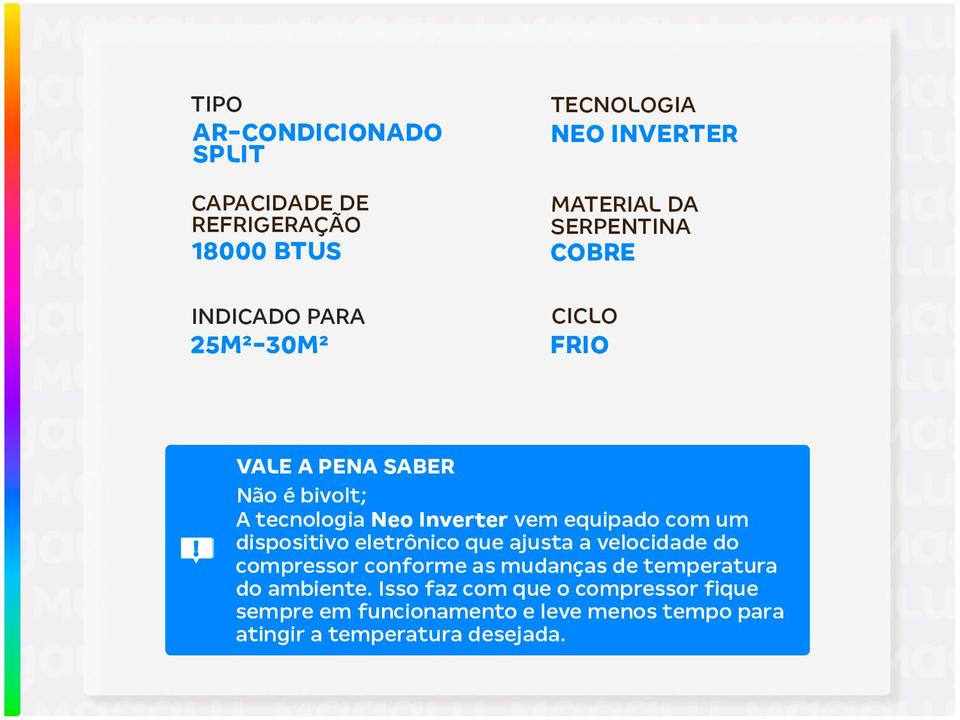 Ar-condicionado Split 18.000 BTUs Agratto Neo Inverter Frio ICS18F-02 - 2