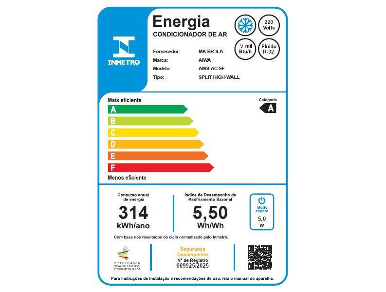 Ar-condicionado Split 9.000 BTUs Aiwa Inverter Frio AWS-AC-9F-EU - 15