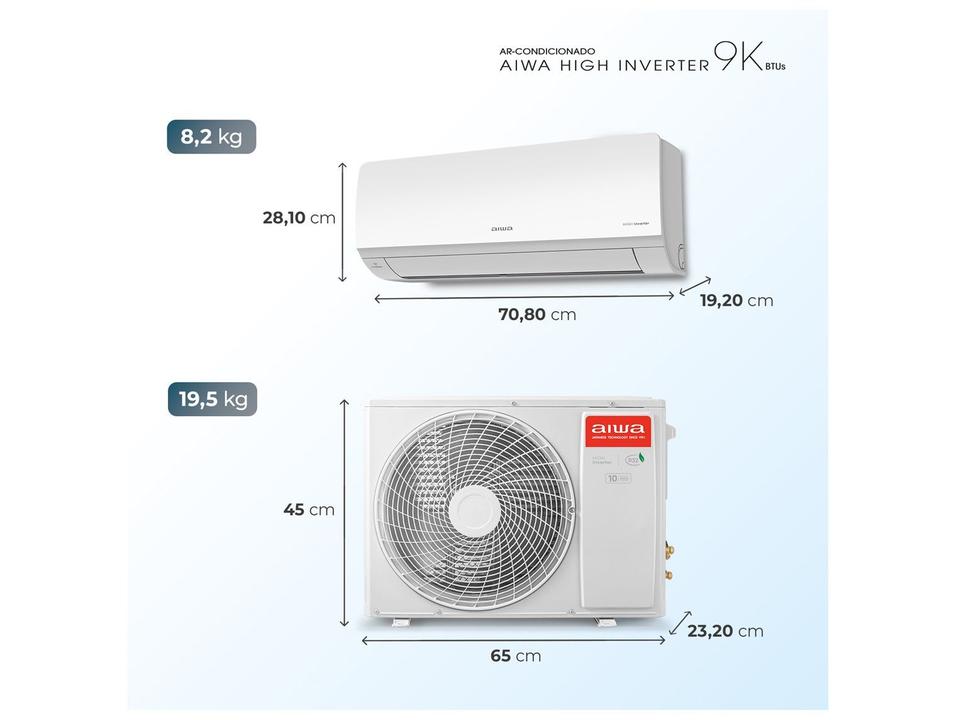 Ar-condicionado Split 9.000 BTUs Aiwa Inverter Frio AWS-AC-9F-EU - 10