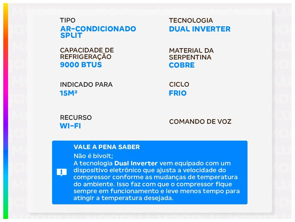 Ar-condicionado Split 9.000 BTUs LG Dual Inverter Frio AI Voice S3NQ09AA31F - 2
