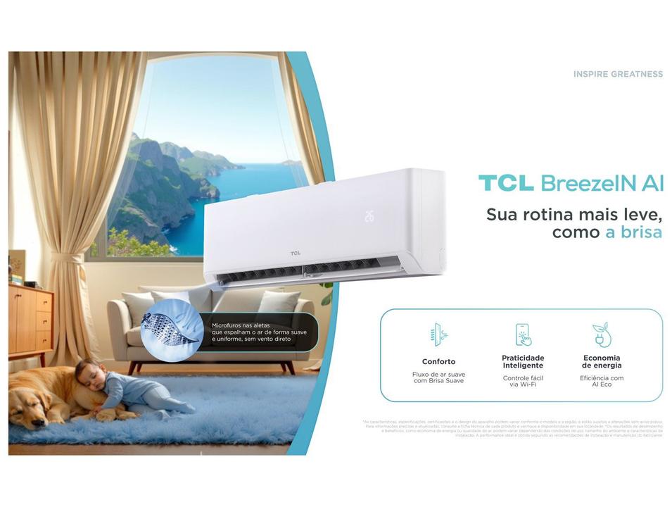 Ar-condicionado Split 9.000 BTUs TCL Inverter Frio BreezeIN AI TAC-09CTG3-INV-I - 1