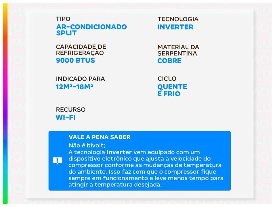 Ar-condicionado Split 9.000BTUs Gree Inverter Quente e Frio GWH09ATA-D6DNA2C - 2