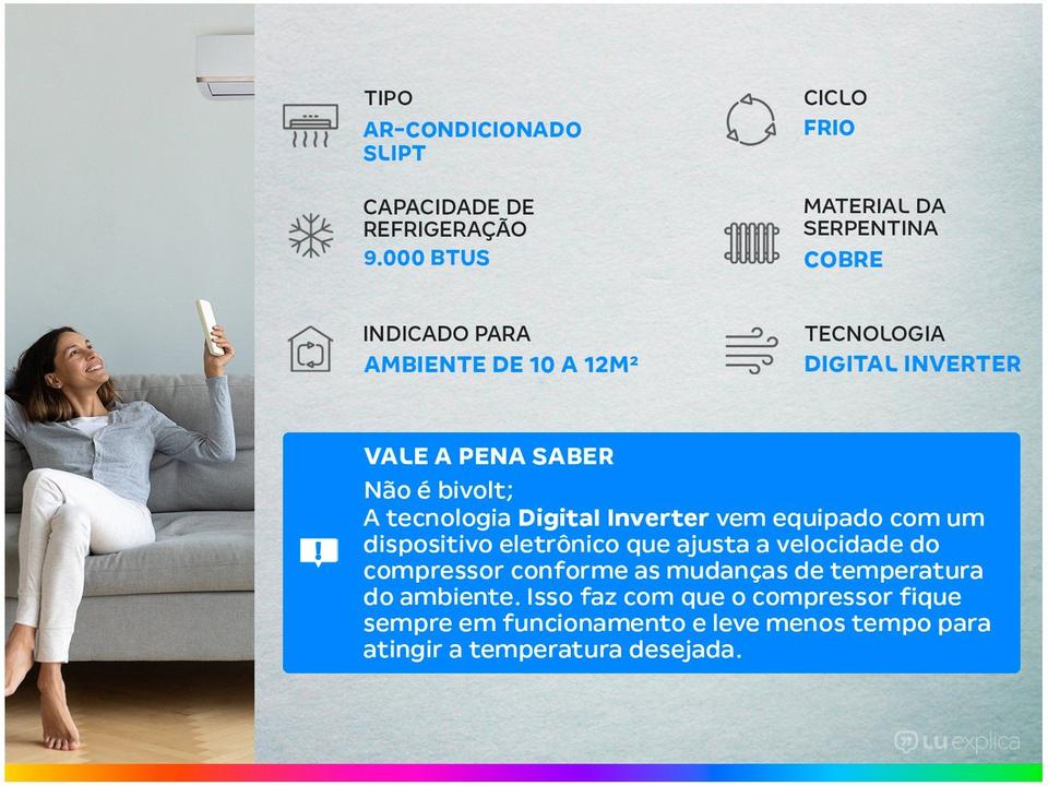 Ar-condicionado Split Agratto Digital Inverter 9.000 BTUs Frio Liv Top LCST9F-02I - 1