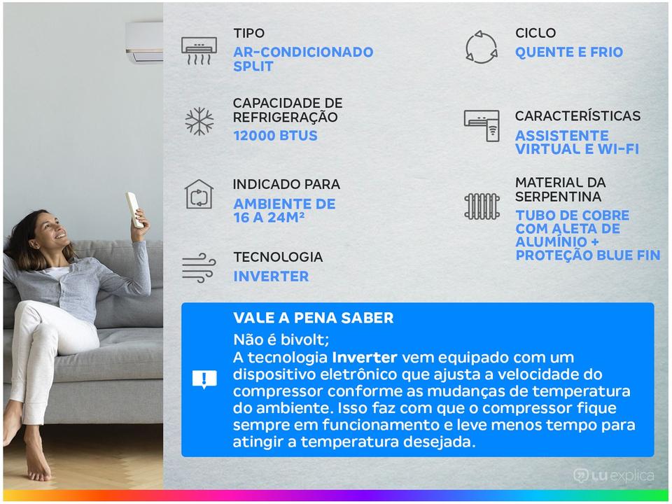 Ar-condicionado Split Gree Inverter 12.000BTUs Quente e Frio GWH12ATB-D6DNA2A - 2