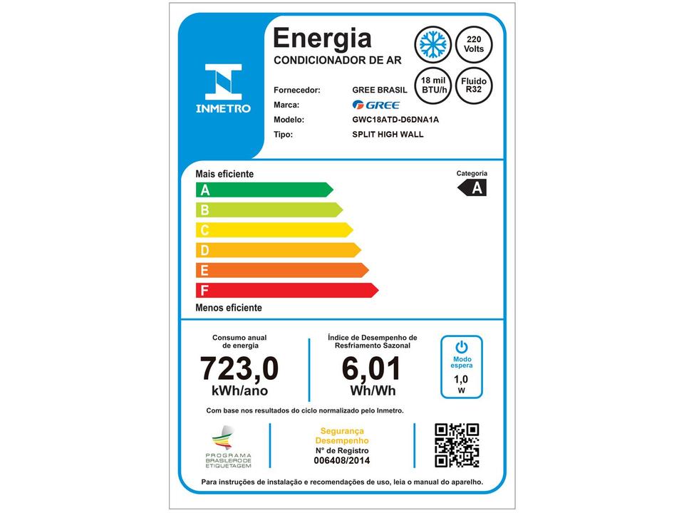 Ar-condicionado Split Gree Inverter 18.000 BTUs Frio Wi-Fi G-Top - 12