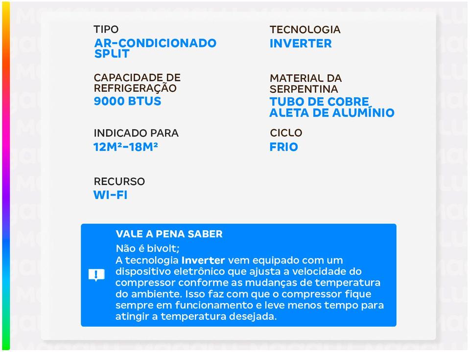 Ar-condicionado Split Gree Inverter 9.000 BTUs Frio Wi-Fi G-Top - 2
