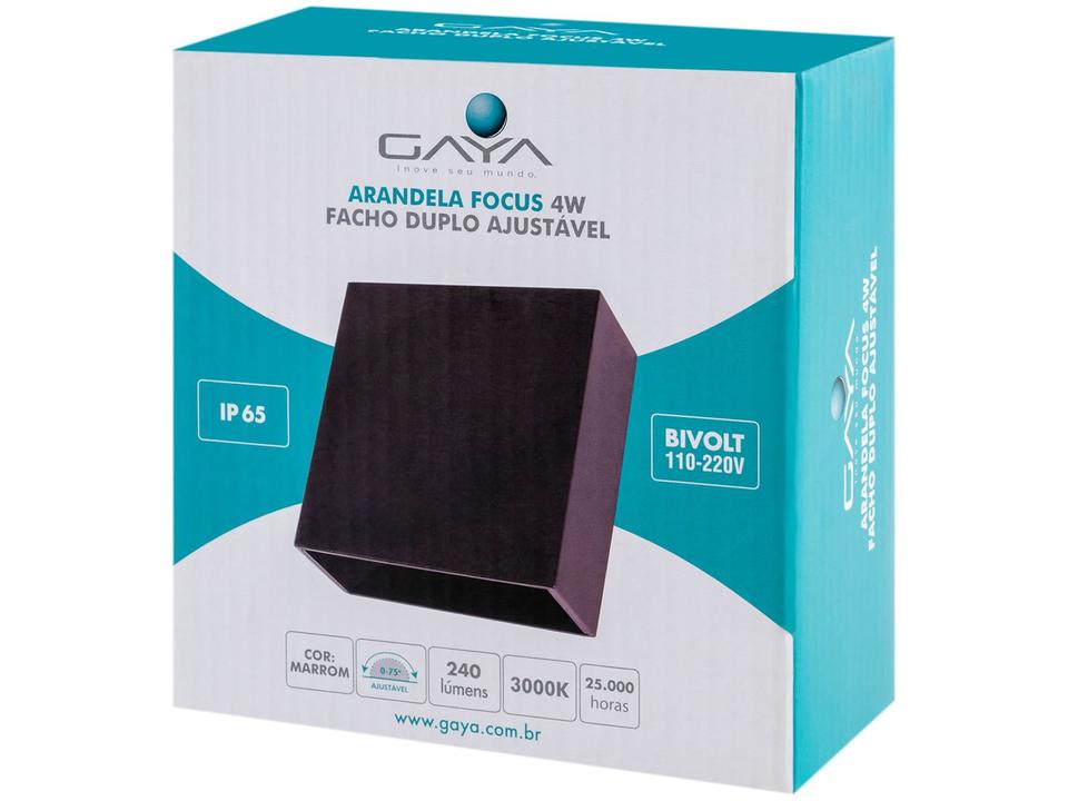 Arandela Externa de Parede Marrom LED 4W Gaya Focus - 4