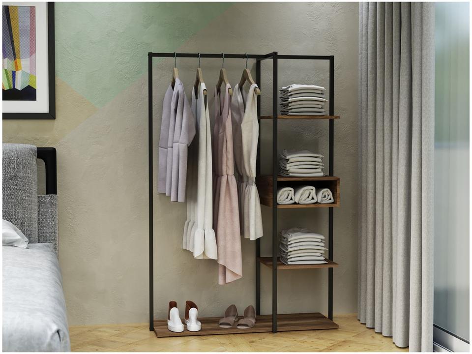 Arara de Roupas de Madeira Preto Multivisão Urbana - 1