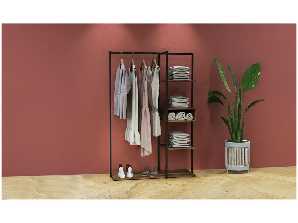 Arara de Roupas de Madeira Preto Multivisão Urbana - 2