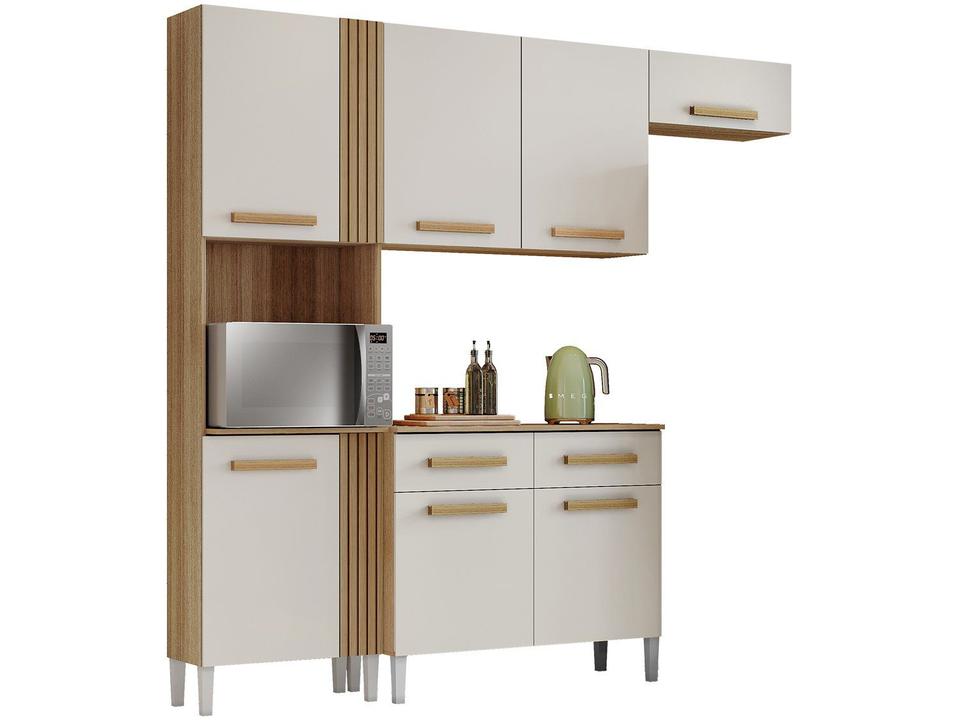 Armário de Cozinha Compacta Aramóveis Juma com Balcão 7 Portas 2 Gavetas - 3