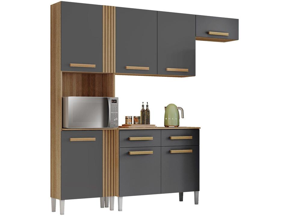 Armário de Cozinha Compacta Aramóveis Juma com Balcão 7 Portas 2 Gavetas - 3