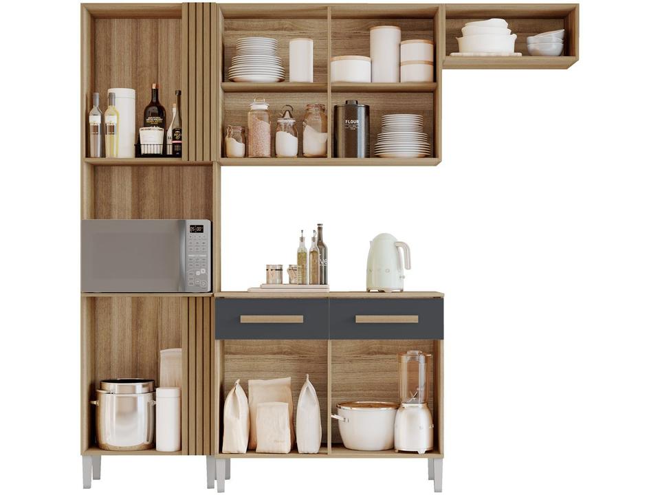 Armário de Cozinha Compacta Aramóveis Juma com Balcão 7 Portas 2 Gavetas - 4