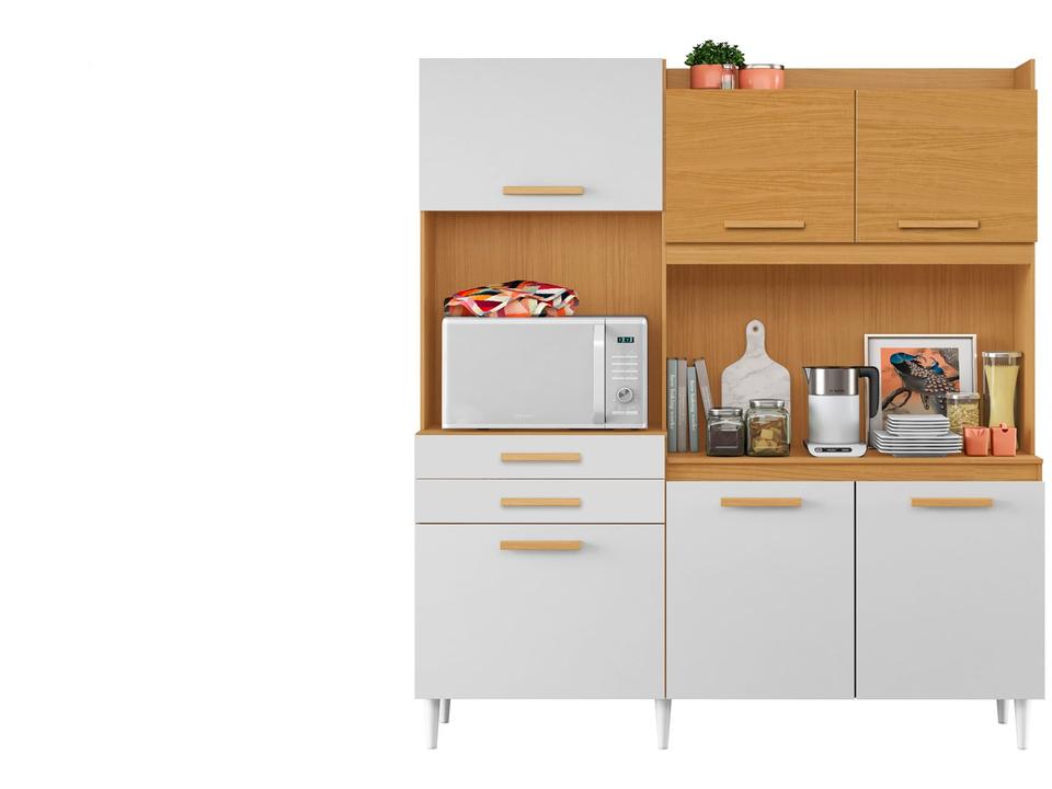 Armário de Cozinha Compacta Aramóveis Selena com Balcão 6 Portas 2 Gavetas - 4