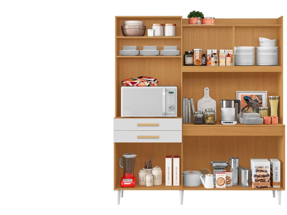 Armário de Cozinha Compacta Aramóveis Selena com Balcão 6 Portas 2 Gavetas - 3