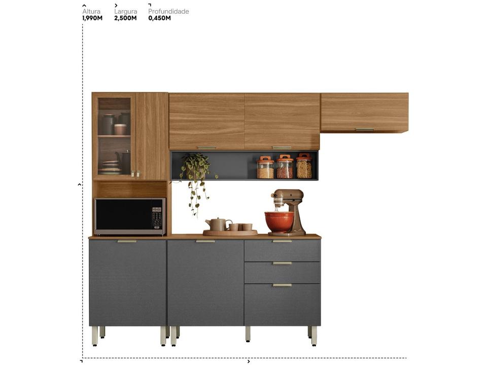 Armário de Cozinha Compacta Demóbile Alba com Balcão 8 Portas 2 Gavetas - 1