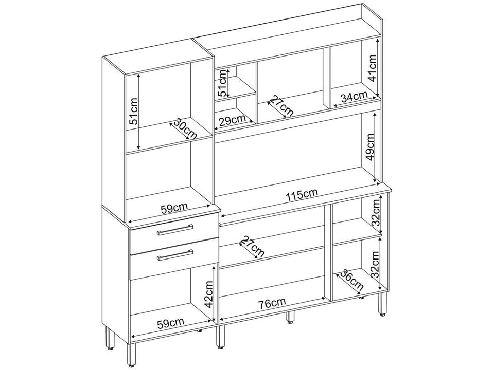 Armário de Cozinha Compacta Demóbile Select 2 Gavetas - 14