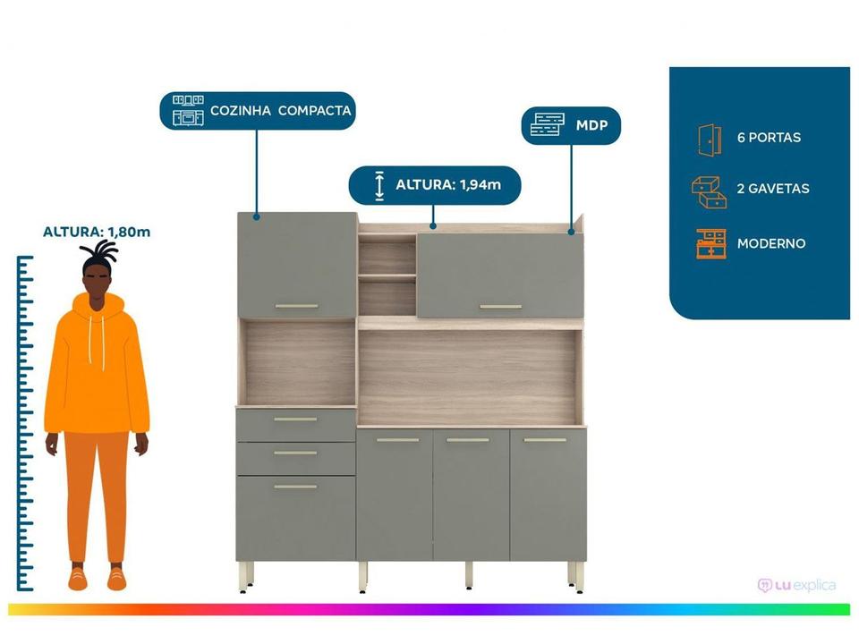 Armário de Cozinha Compacta Demóbile Select 2 Gavetas - 1